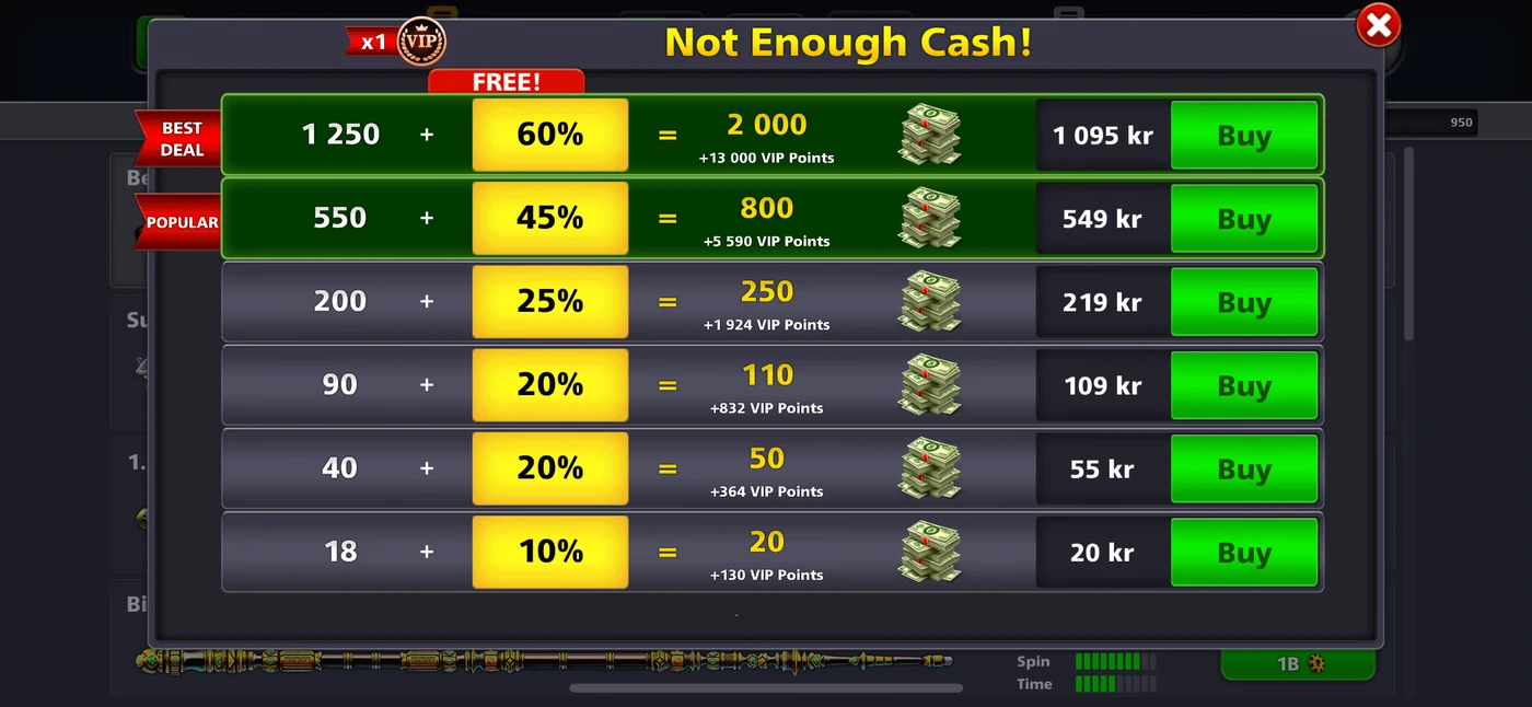 8 Ball Pool™ Paywall reference