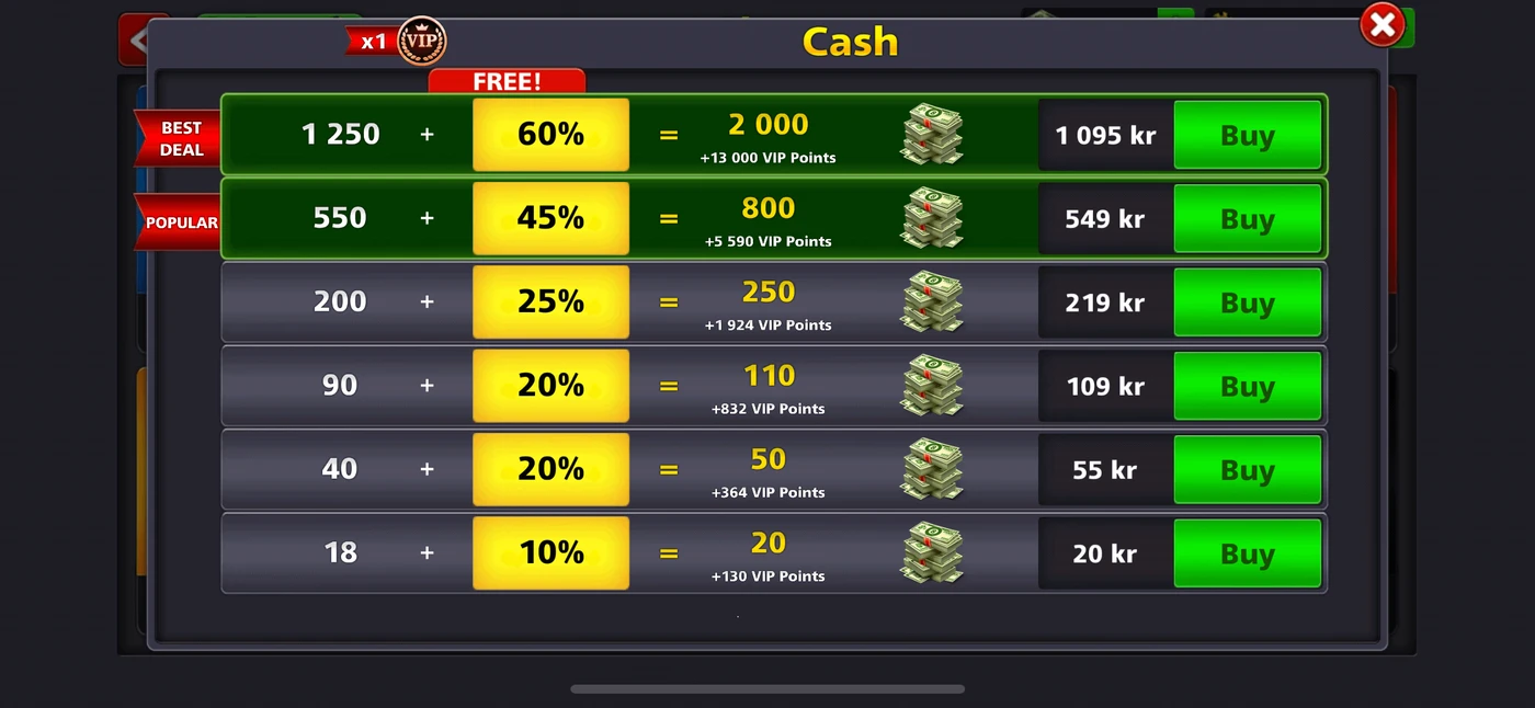 8 Ball Pool™ Shop reference