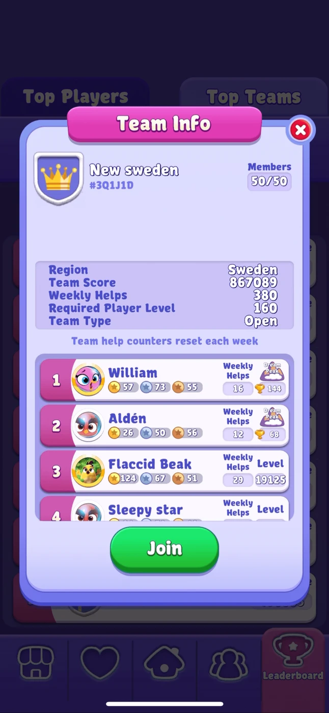 Angry Birds Dream Blast Leaderboard reference