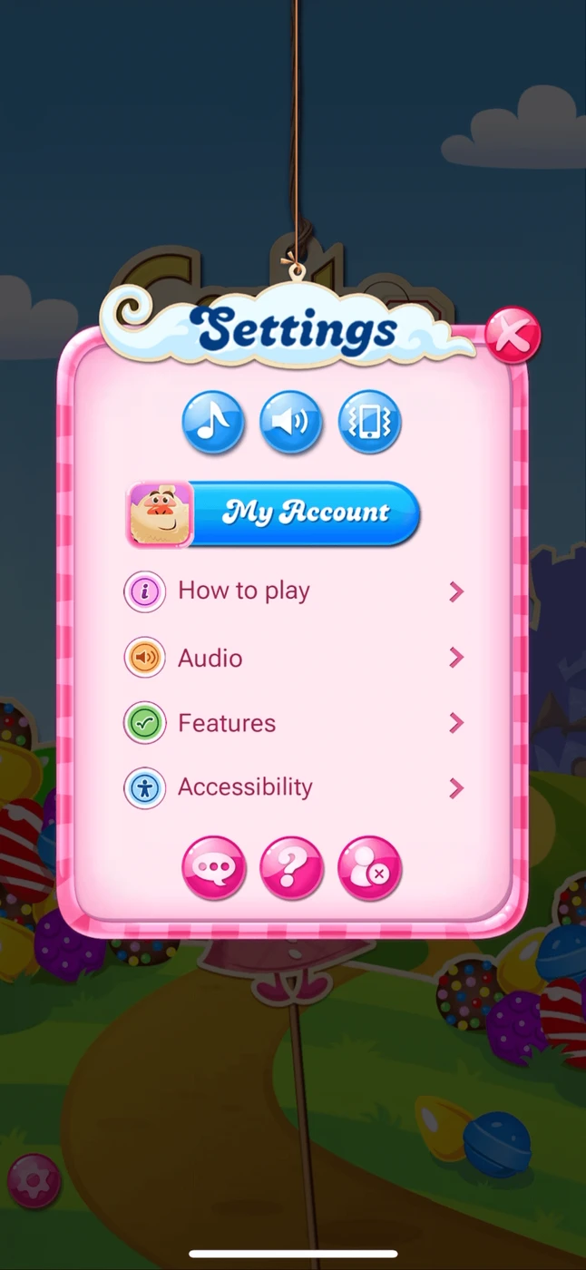 Candy Crush Saga Settings reference