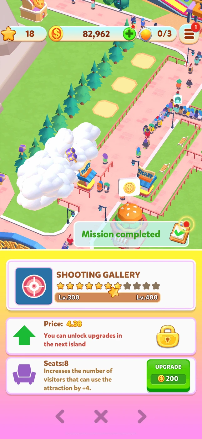 Carnival Tycoon: Coin Games Menu reference