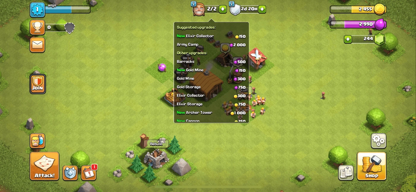Clash of Clans Guided Interaction reference