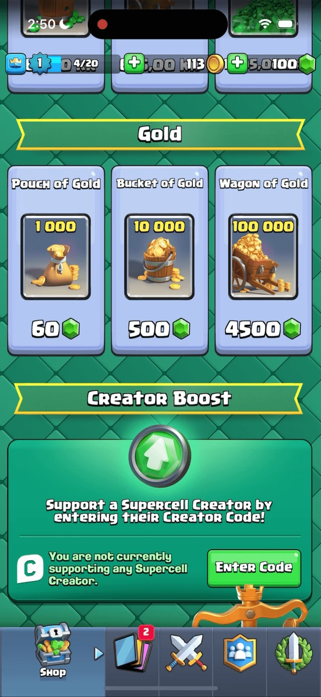 Clash Royale Shop reference