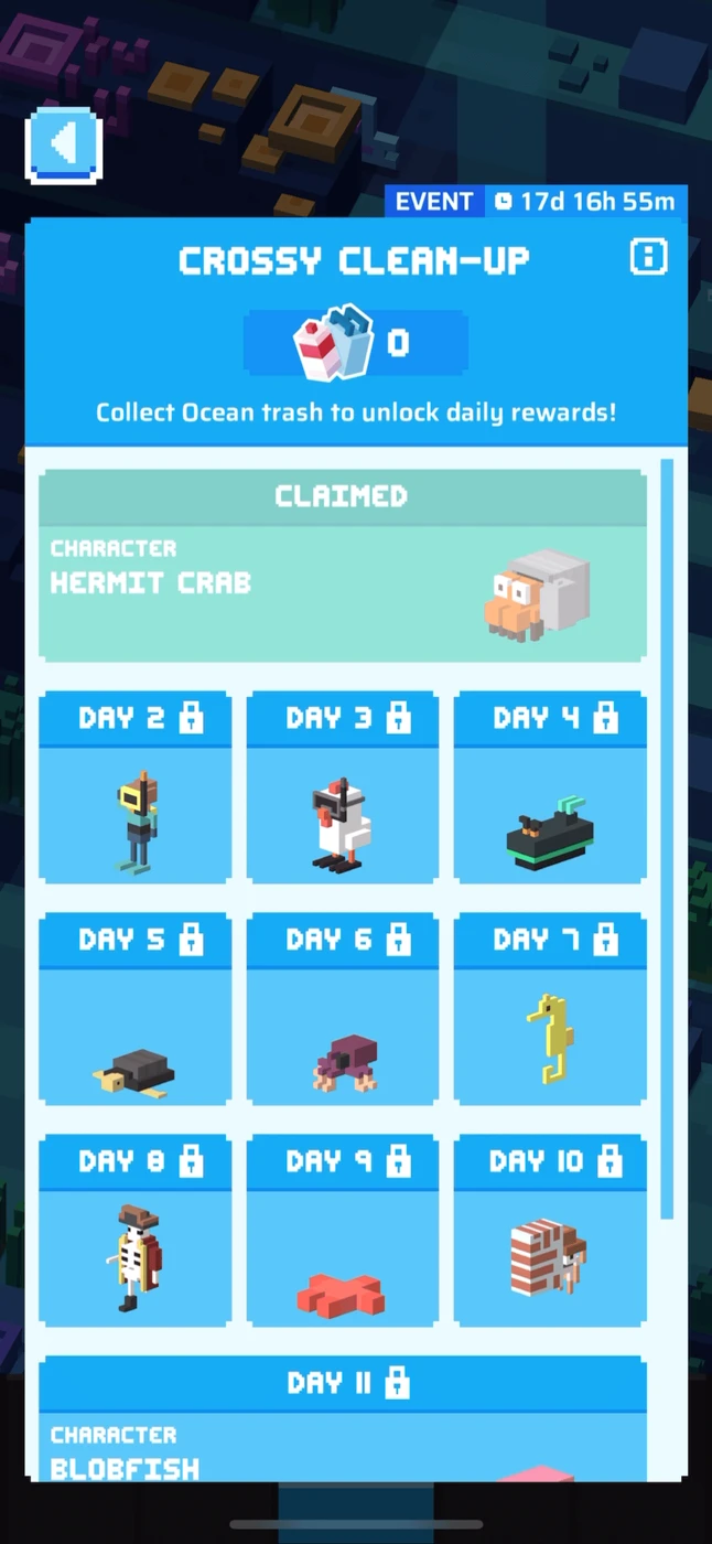 Crossy Road Rewards reference