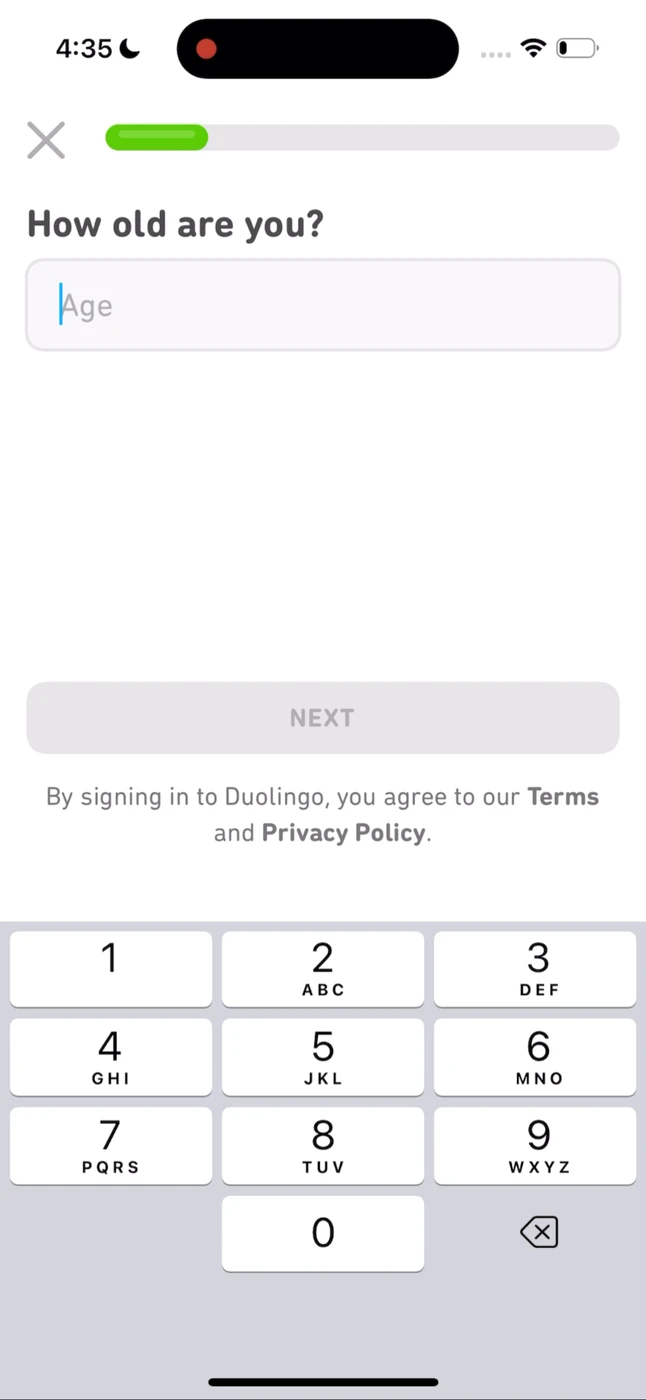 Duolingo Onboarding reference
