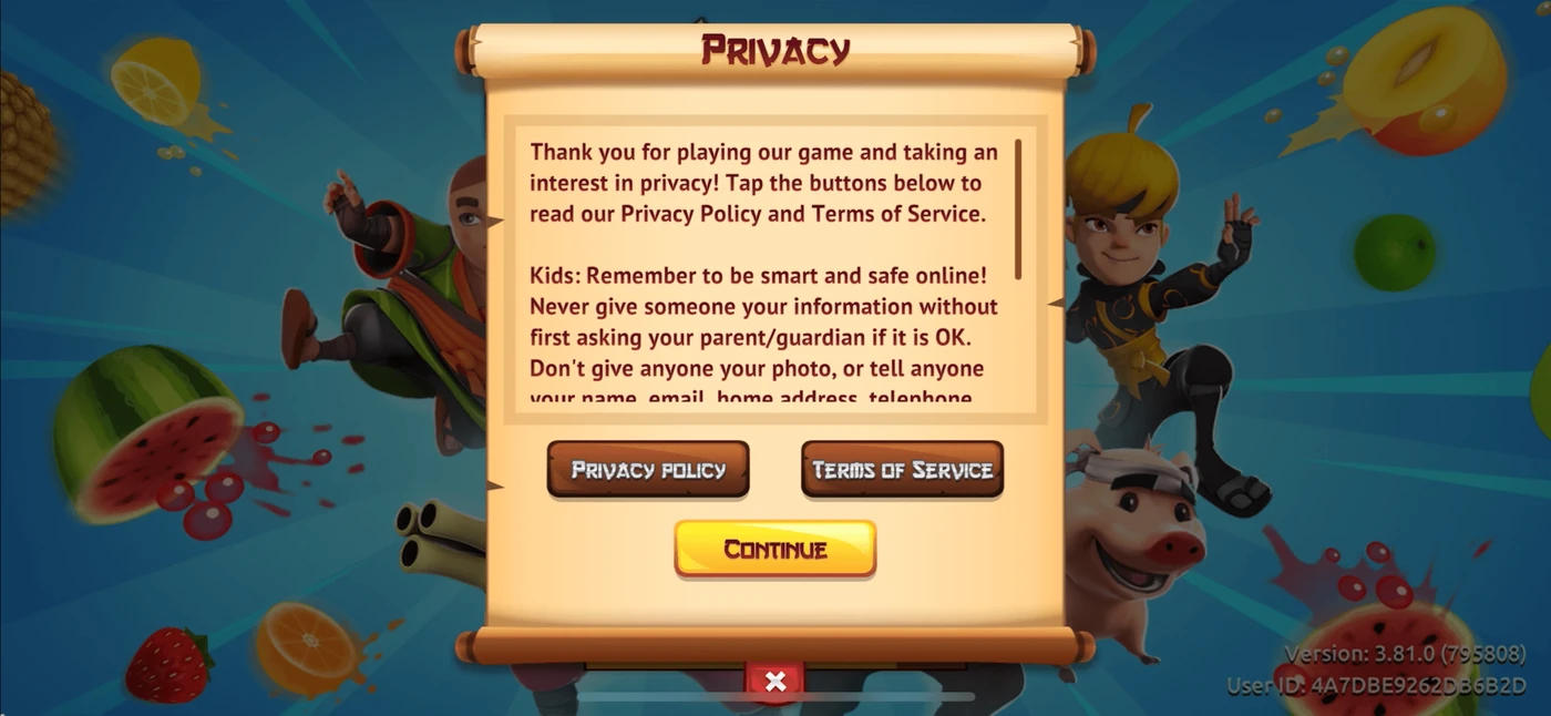Fruit Ninja Onboarding reference