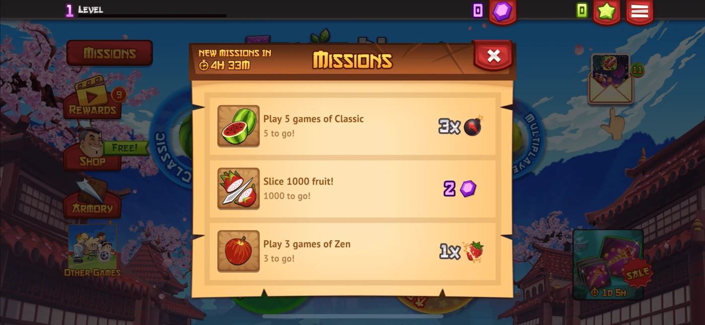 Fruit Ninja Menu reference
