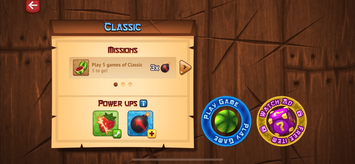 Fruit Ninja Menu reference