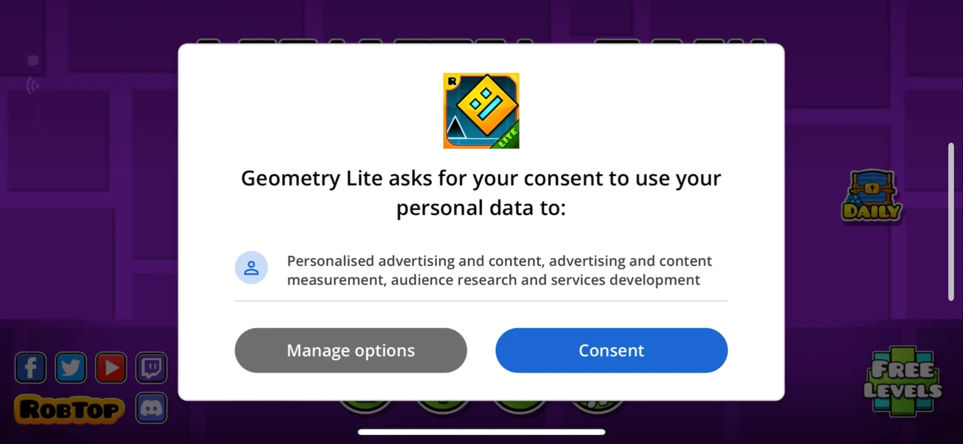 Geometry Dash Lite Menu reference