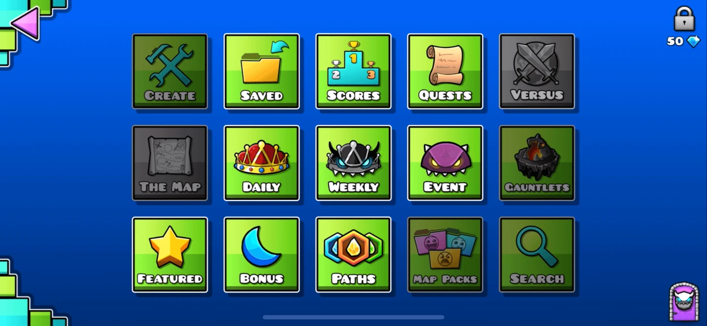 Geometry Dash Lite Menu reference