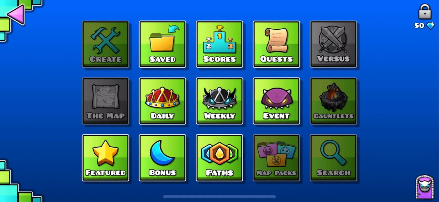 Geometry Dash Lite Menu reference