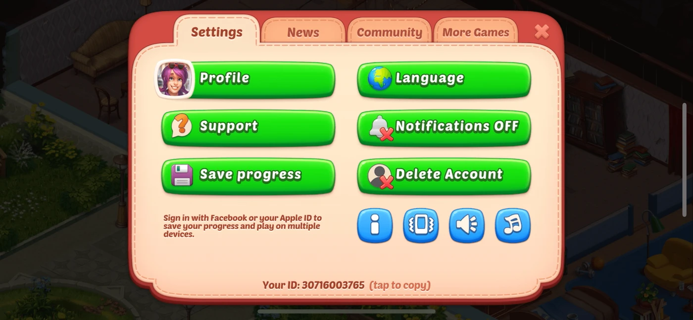 Homescapes Menu reference