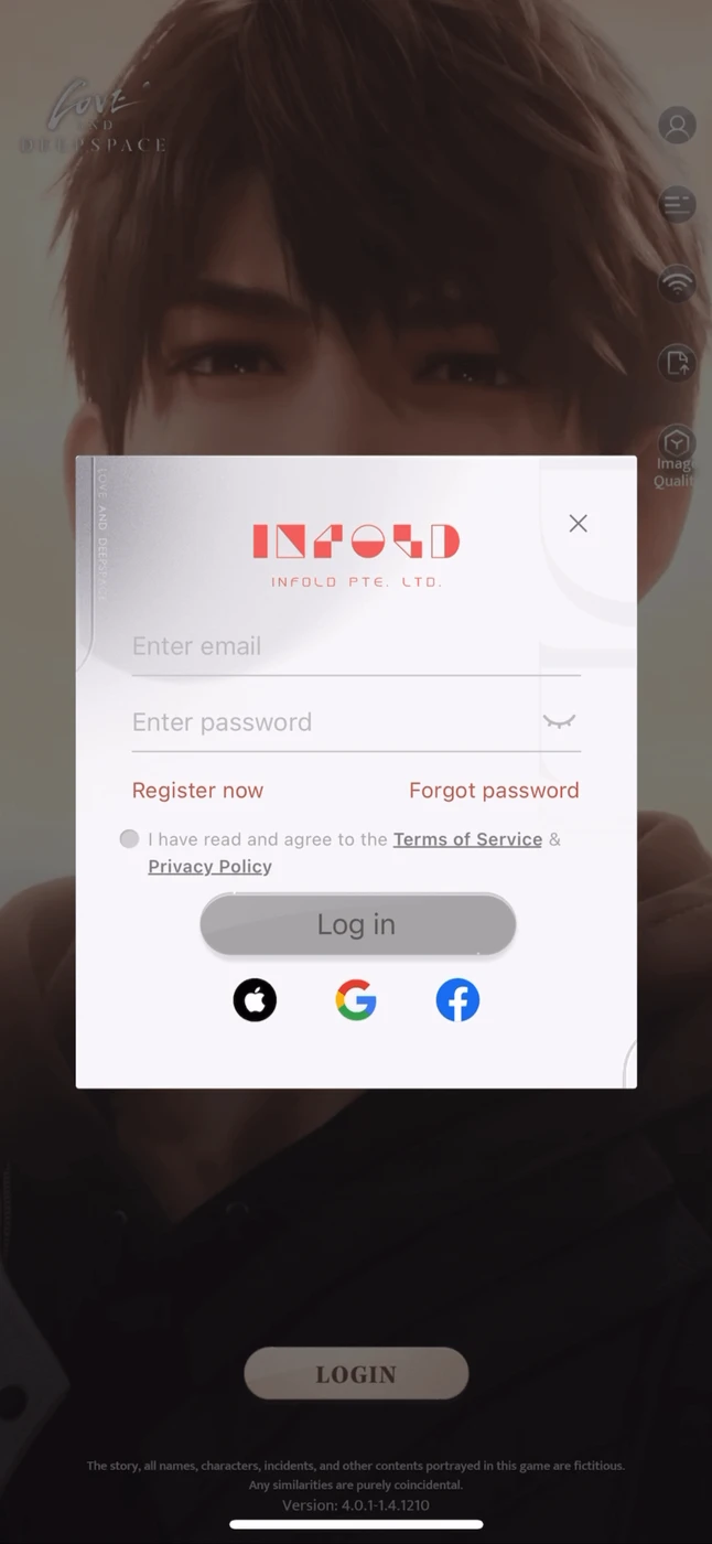 Love and Deepspace Log in reference