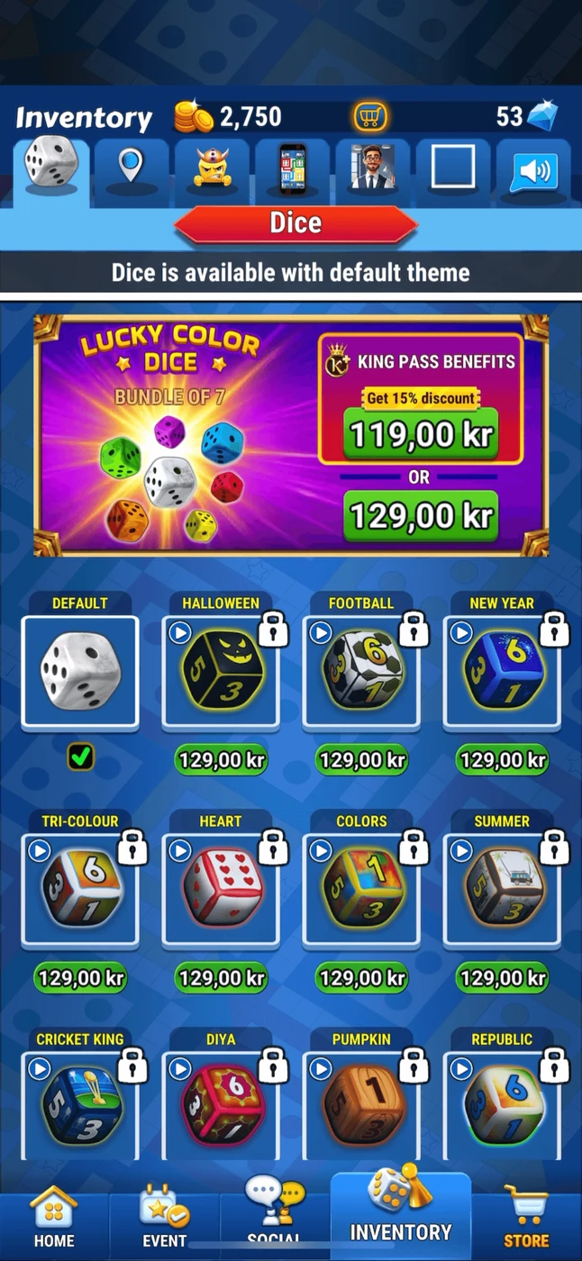 Ludo King Inventory reference
