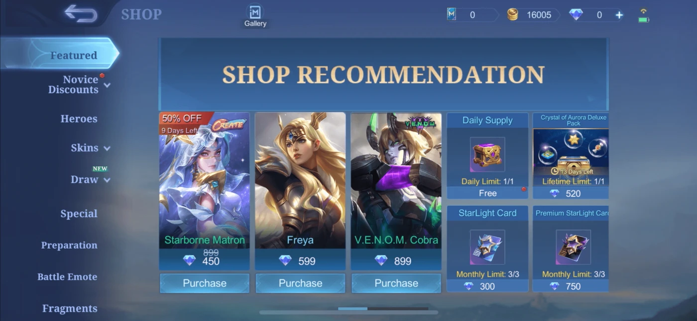 Mobile Legends: Bang Bang Shop reference