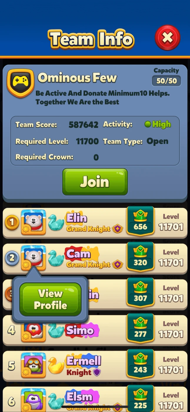 Royal Match Menu reference