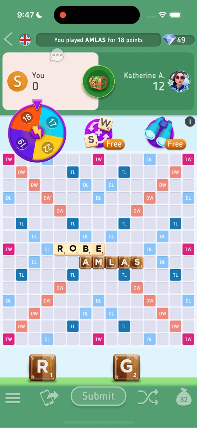 Scrabble GO In Game reference