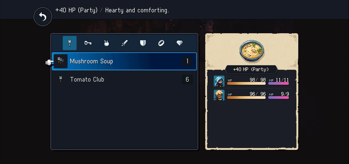 Sea of Stars Inventory reference