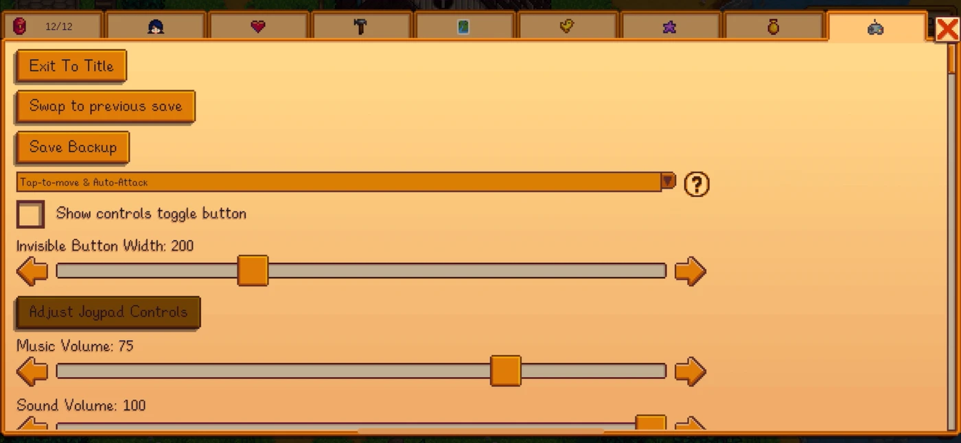 Stardew Valley Settings reference