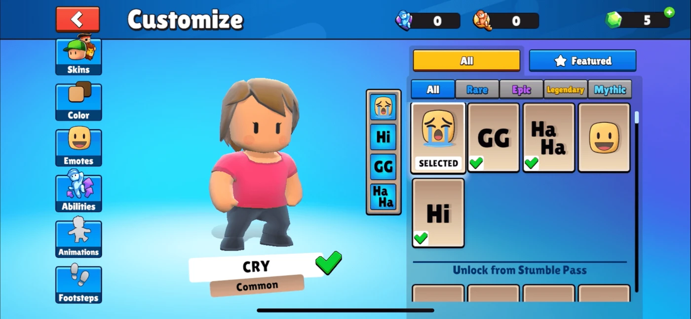 Stumble Guys Character reference