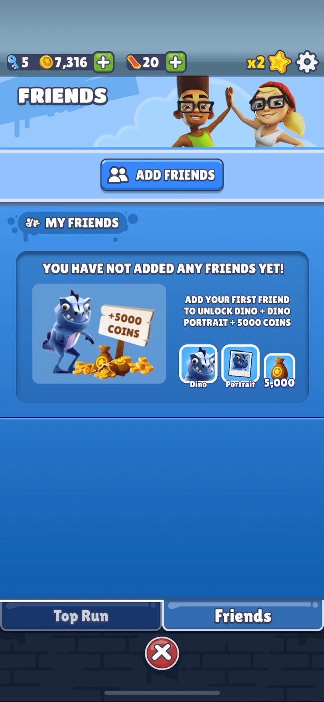 Subway Surfers Menu reference
