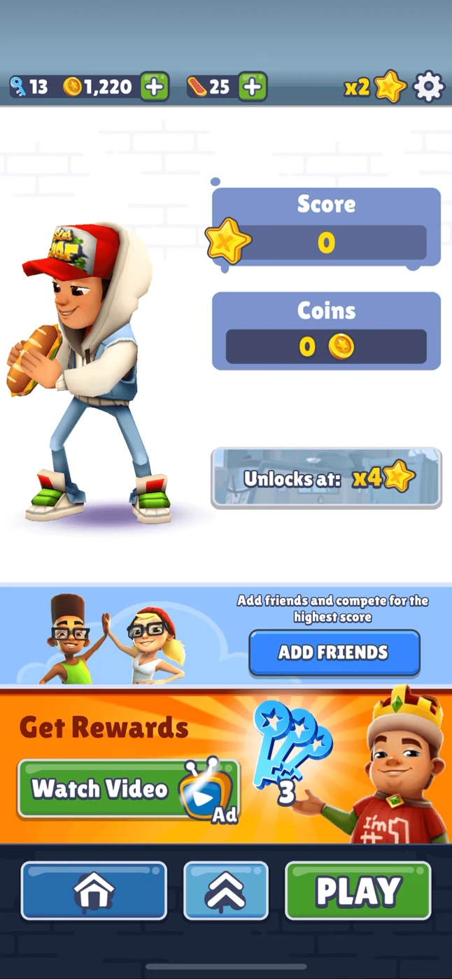 Subway Surfers Menu reference