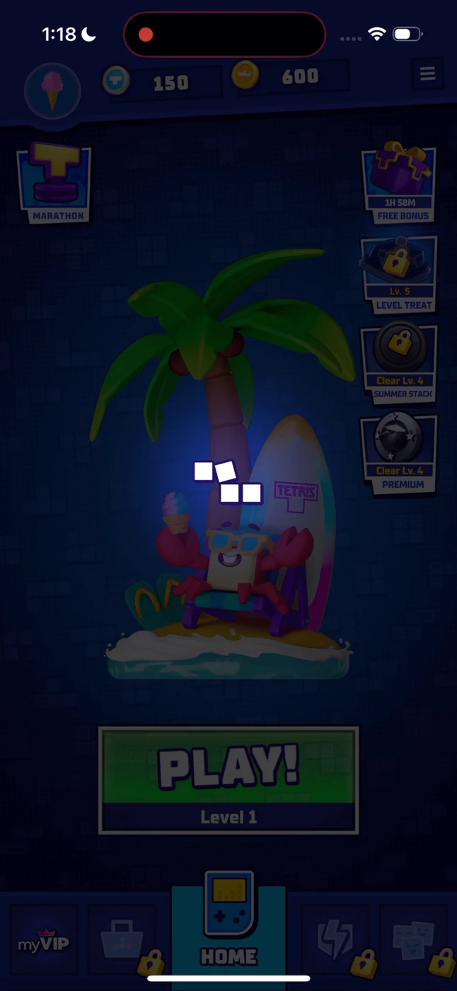 Tetris Menu reference